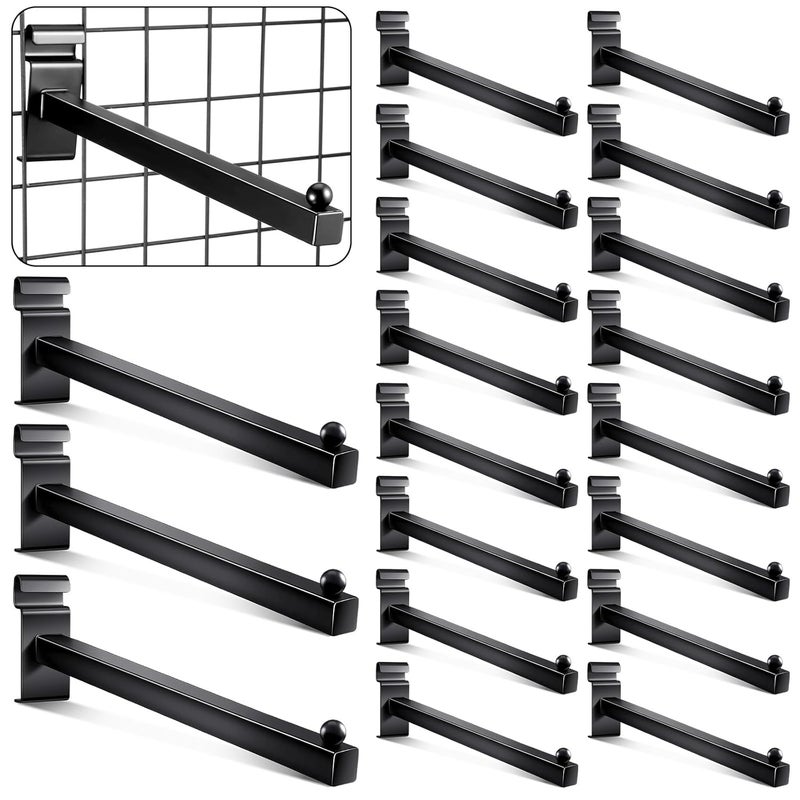 Oudain Gridwall Hooks 12 Inch Grid Wall Hangers Display Peg Hooks Slat Wall Accessories for Wire Panels Shelf(Black,20 Pcs) - Image 1
